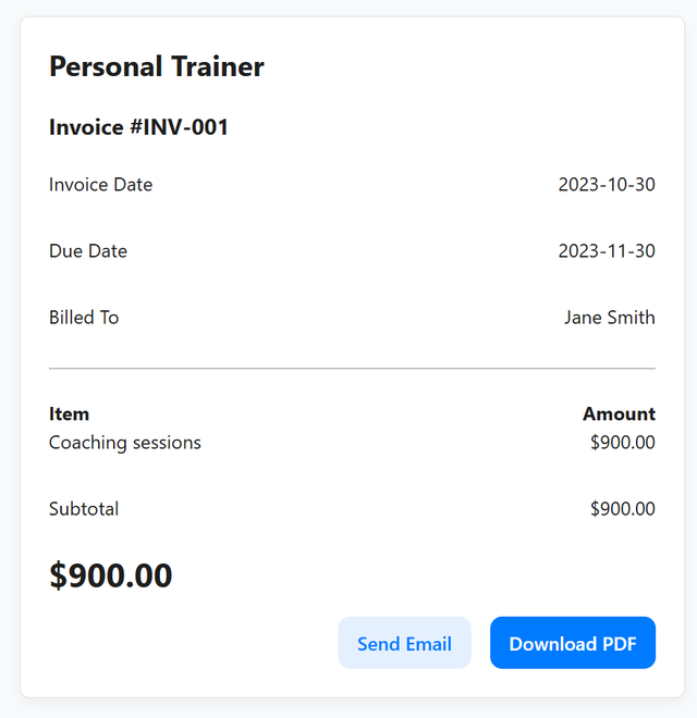Invoice preview on mobile